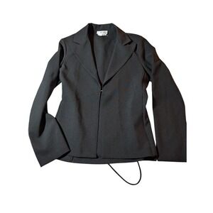 Ally B Vintage 90's Black Blazer Tie Back‎ Fitted Jacket Women's Medium Career
